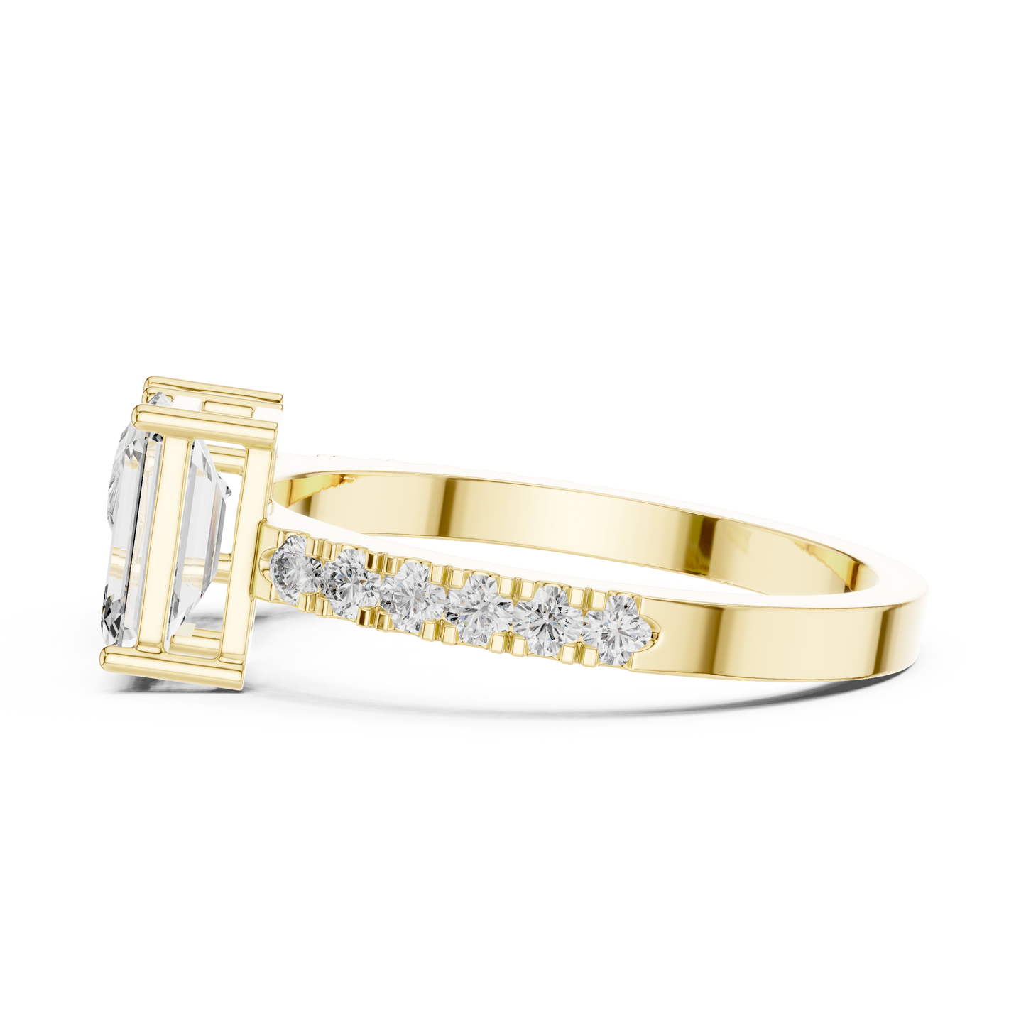 Toi et Moi Rose Gold Open Cuff Ring with Emerald & Pear Diamonds in Rose Gold