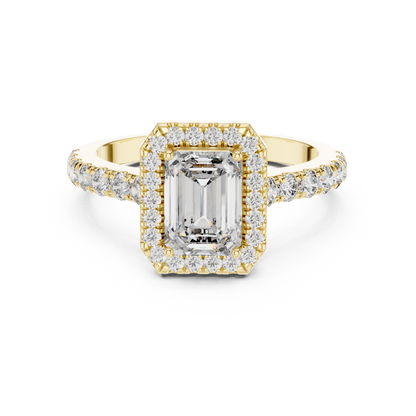 Emerald Cut Hidden Halo Diamond Engagement Ring in 14K White Gold