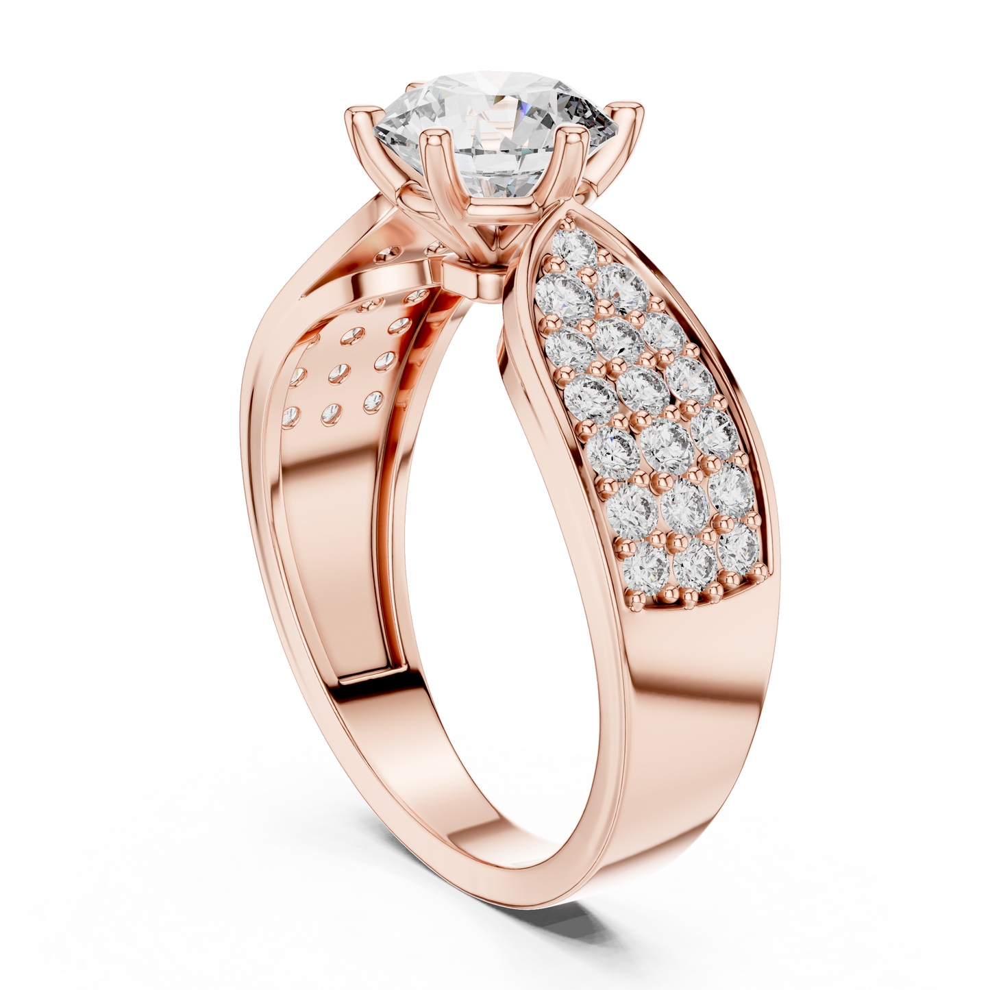 Round Cluster Engagement Ring in 14K Yellow Gold | Diamond Ring