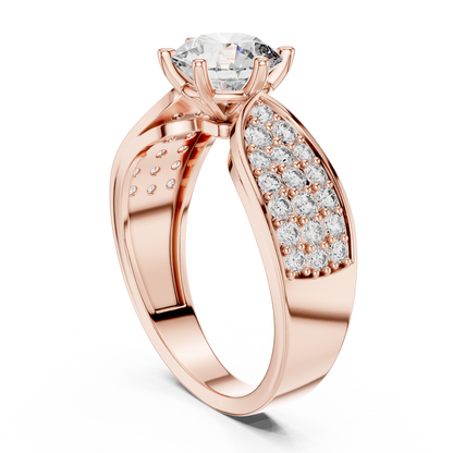 Round Cluster Engagement Ring in 14K Yellow Gold | Diamond Ring