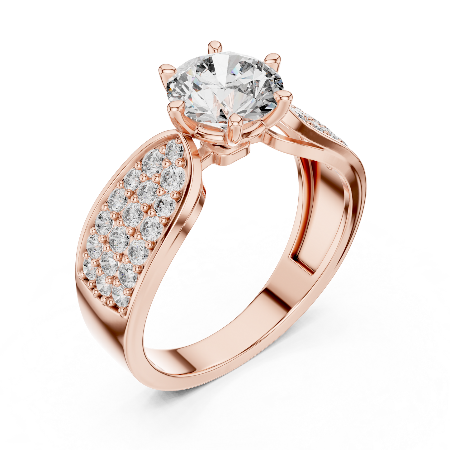 Round Cluster Engagement Ring in 14K Yellow Gold | Diamond Ring