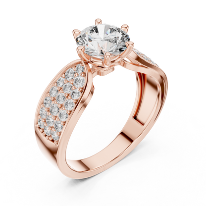 Round Cluster Engagement Ring in 14K Yellow Gold | Diamond Ring