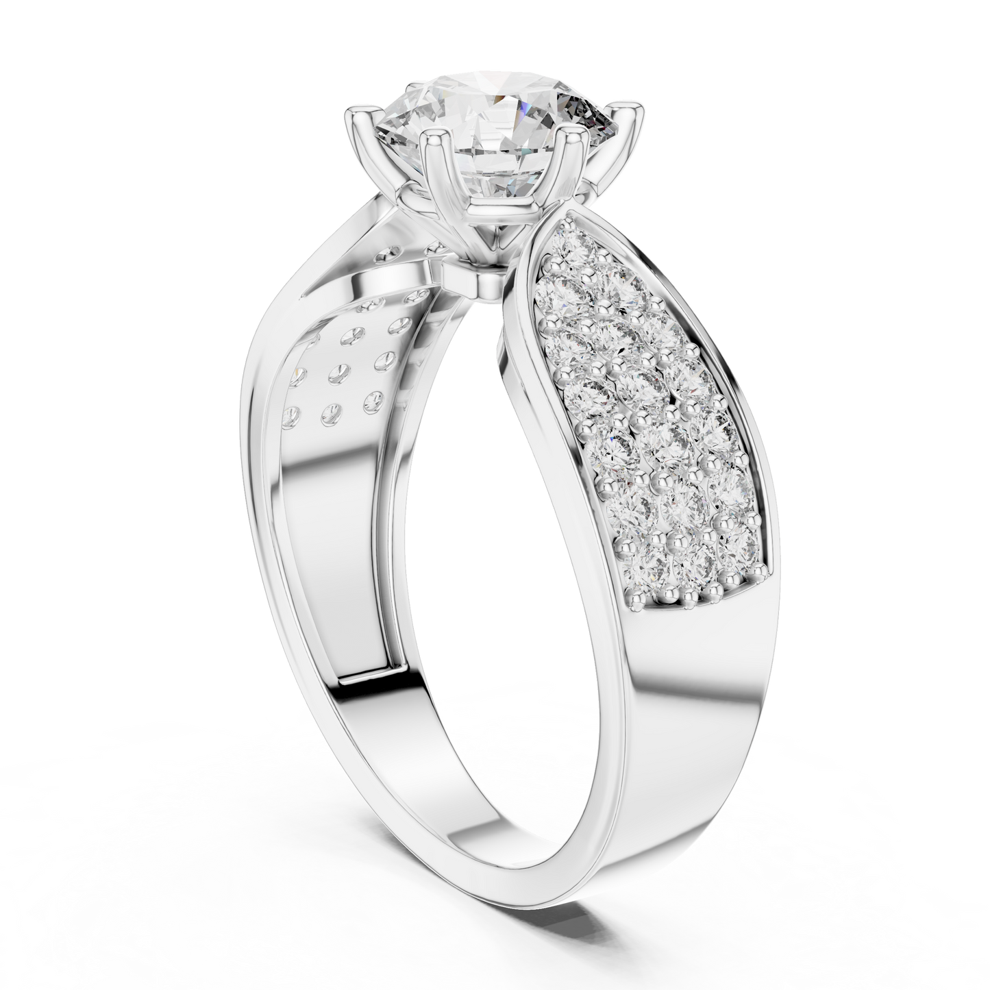 Round Cluster Engagement Ring in 14K Yellow Gold | Diamond Ring