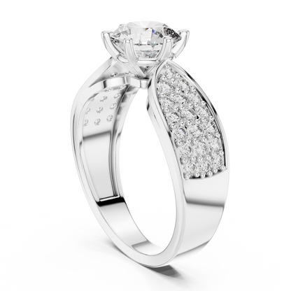 Round Cluster Engagement Ring in 14K Yellow Gold | Diamond Ring