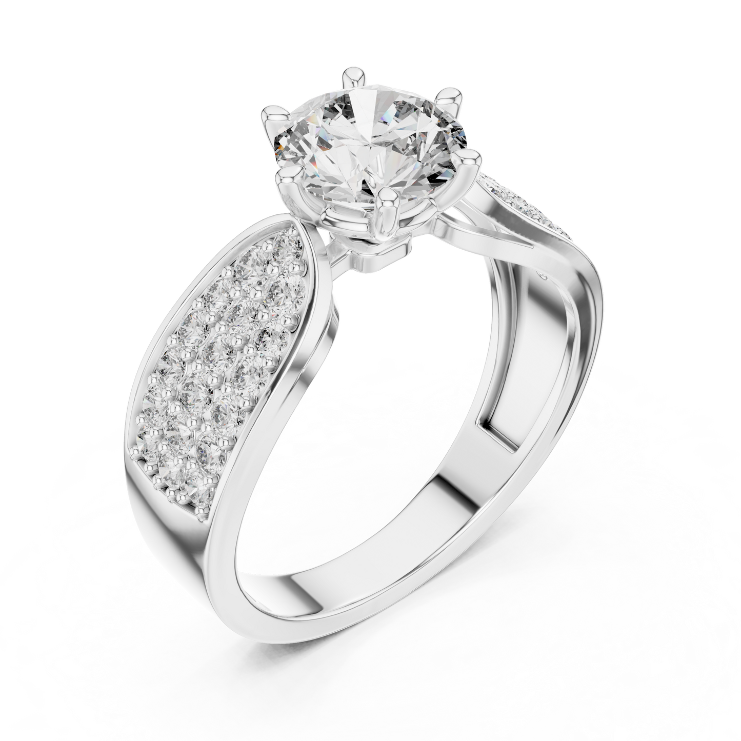Round Cluster Engagement Ring in 14K Yellow Gold | Diamond Ring
