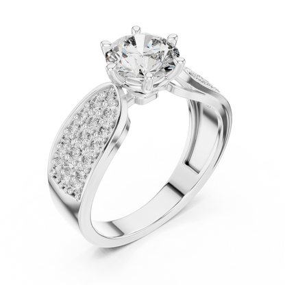 Round Cluster Engagement Ring in 14K Yellow Gold | Diamond Ring