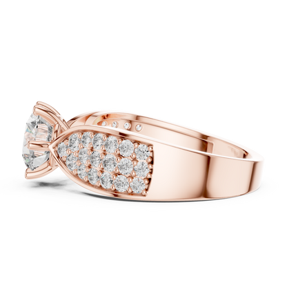 Round Cluster Engagement Ring in 14K Yellow Gold | Diamond Ring