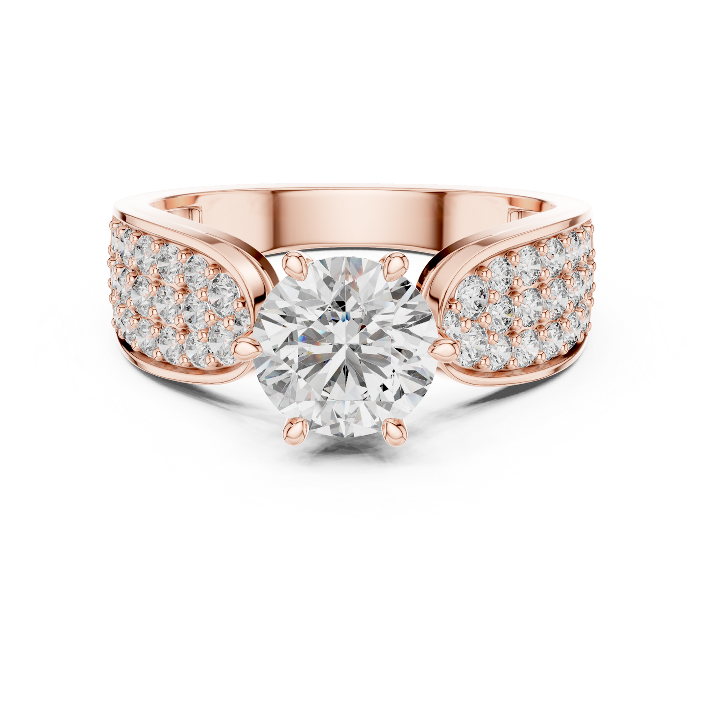 Round Cluster Engagement Ring in 14K Yellow Gold | Diamond Ring
