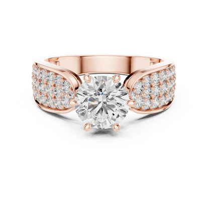 Round Cluster Engagement Ring in 14K Yellow Gold | Diamond Ring