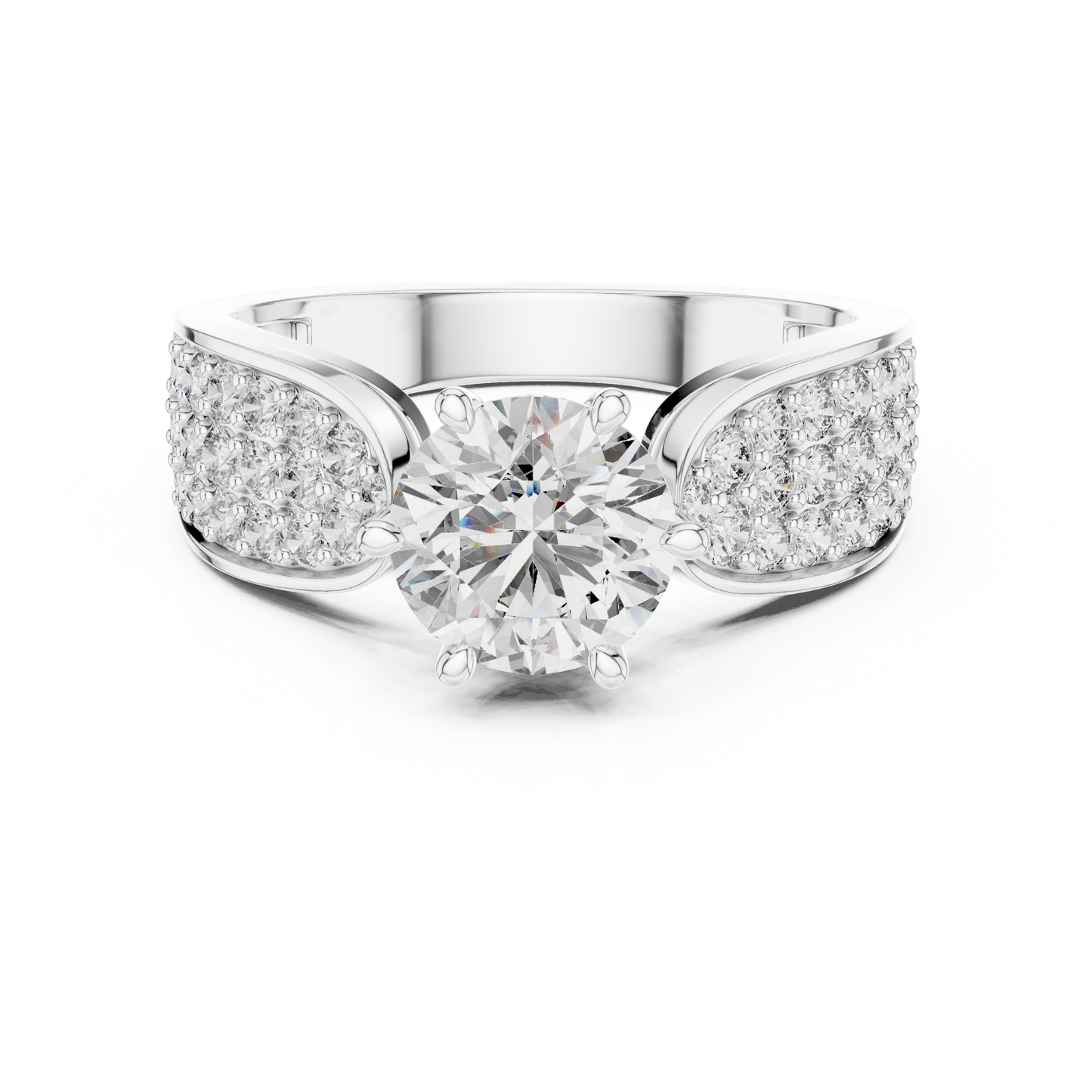 Round Cluster Engagement Ring in 14K Yellow Gold | Diamond Ring