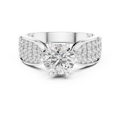 Round Cluster Engagement Ring in 14K Yellow Gold | Diamond Ring