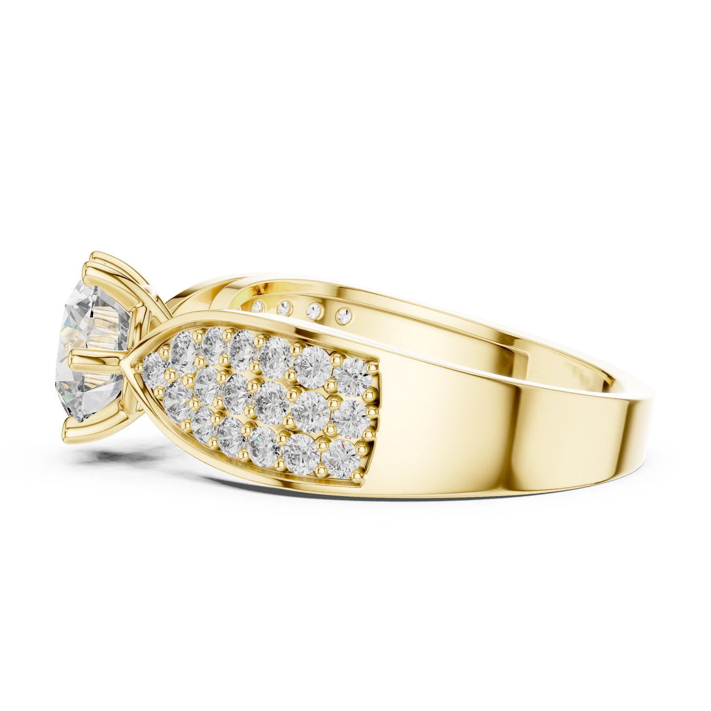 Round Cluster Engagement Ring in 14K Yellow Gold | Diamond Ring