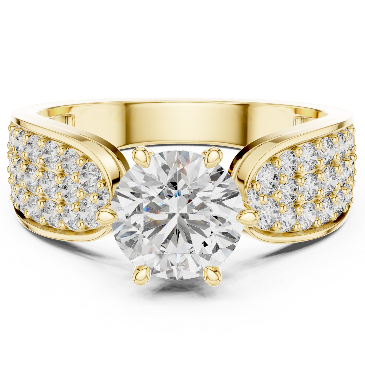 Round Cluster Engagement Ring in 14K Yellow Gold | Diamond Ring