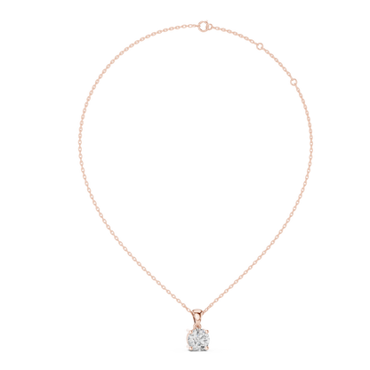 Round Cut Lab-Grown Diamond Solitaire Pendant in 14K Rose Gold