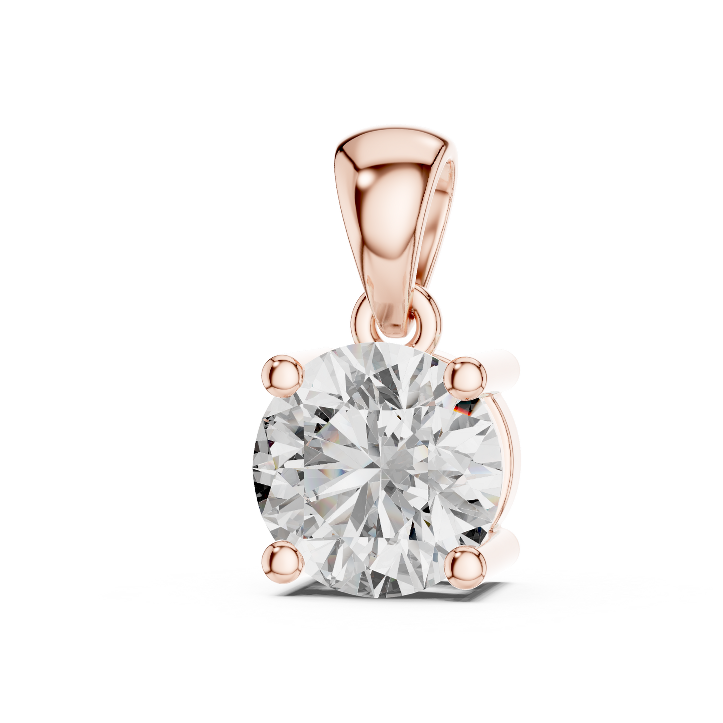 Round Cut Lab-Grown Diamond Solitaire Pendant in 14K Rose Gold