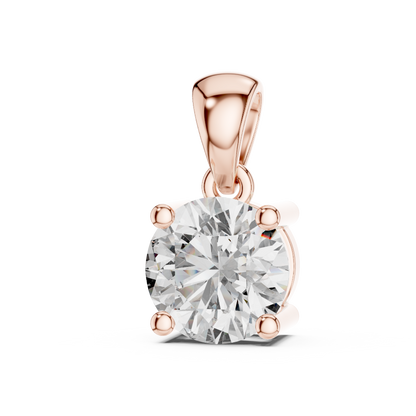Round Cut Lab-Grown Diamond Solitaire Pendant in 14K Rose Gold