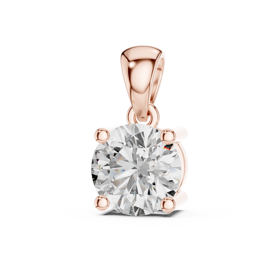 Round Cut Lab-Grown Diamond Solitaire Pendant in 14K Rose Gold