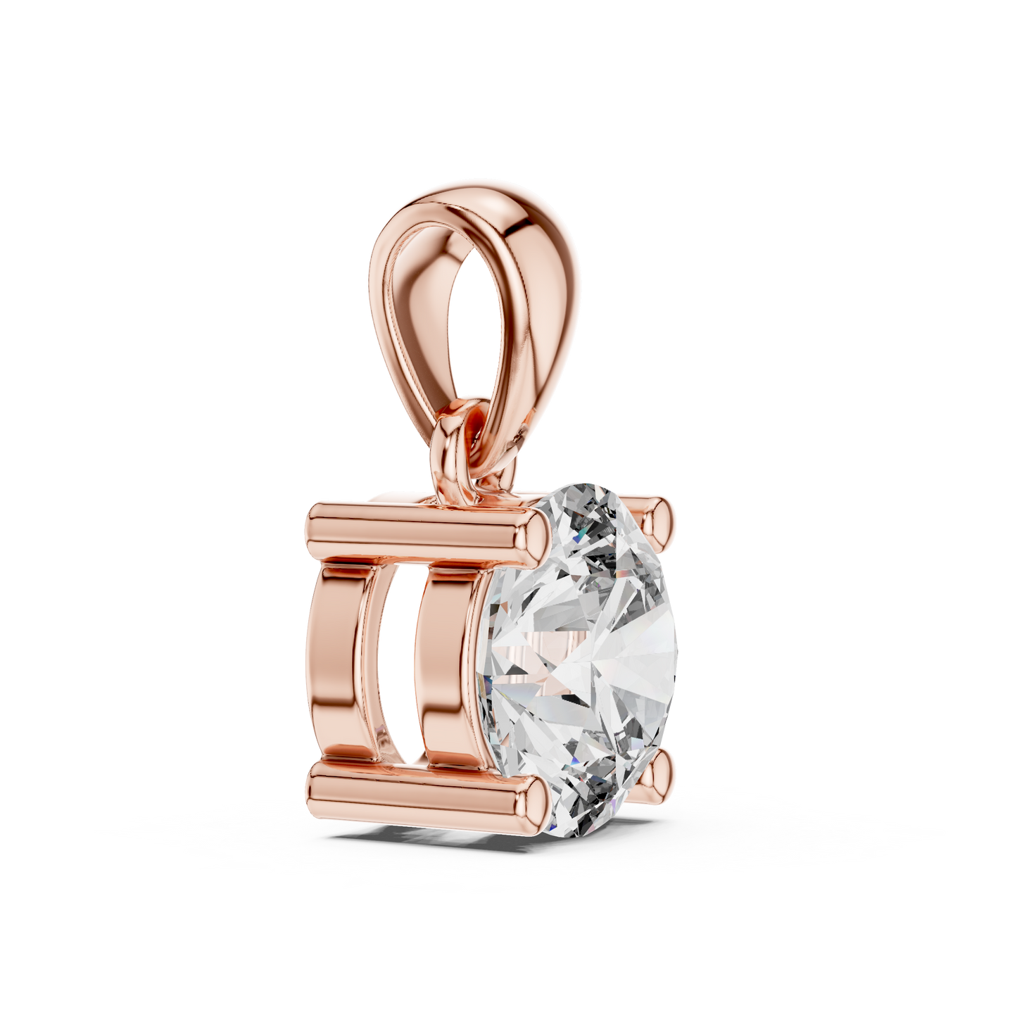 Round Cut Lab-Grown Diamond Solitaire Pendant in 14K Rose Gold