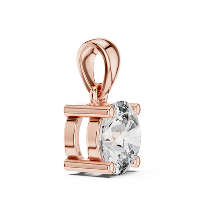 Round Cut Lab-Grown Diamond Solitaire Pendant in 14K Rose Gold