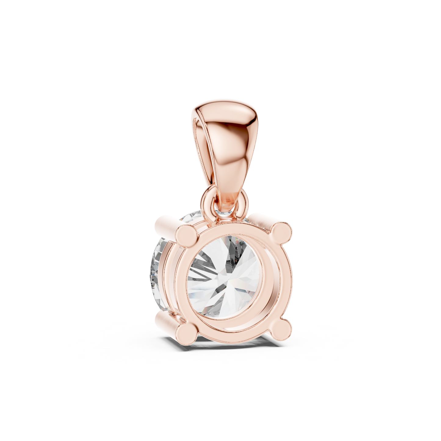 Round Cut Lab-Grown Diamond Solitaire Pendant in 14K Rose Gold
