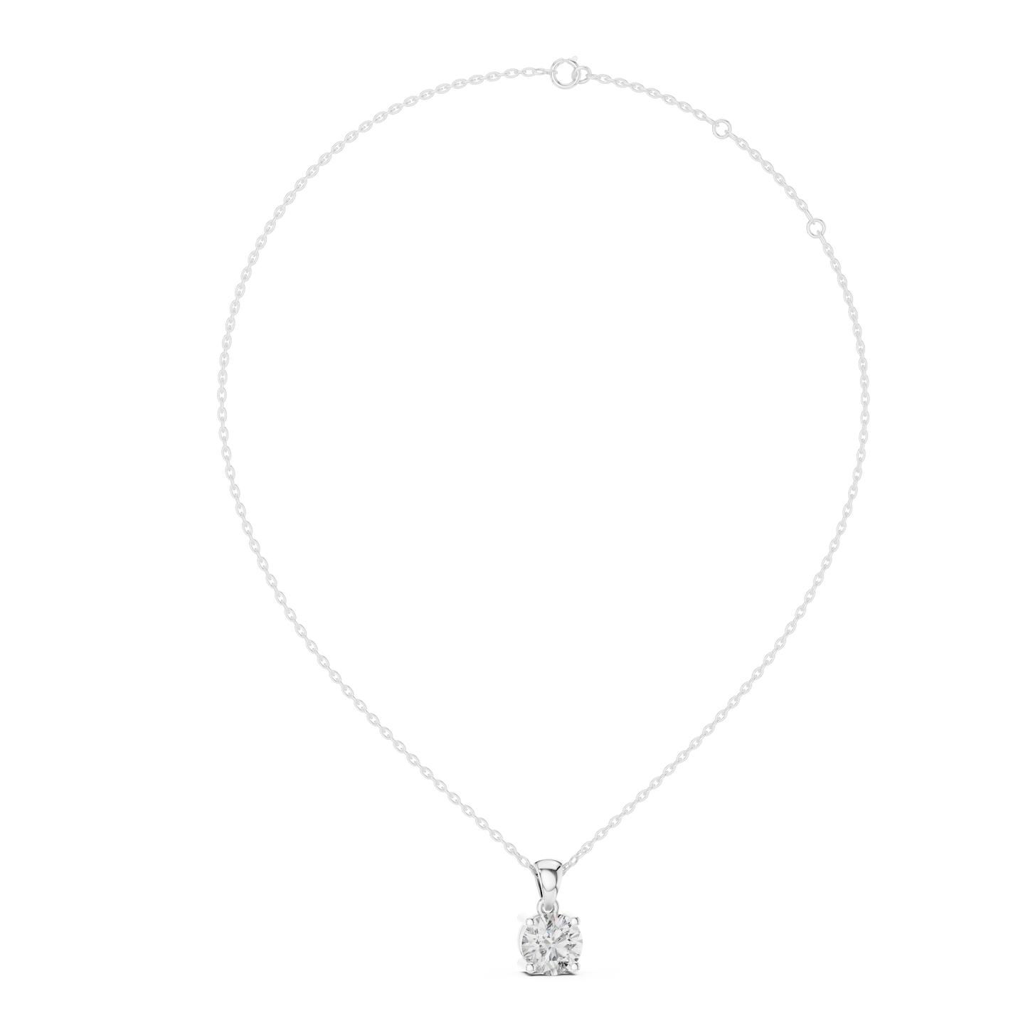 Round Cut Lab-Grown Diamond Solitaire Pendant in 14K Rose Gold