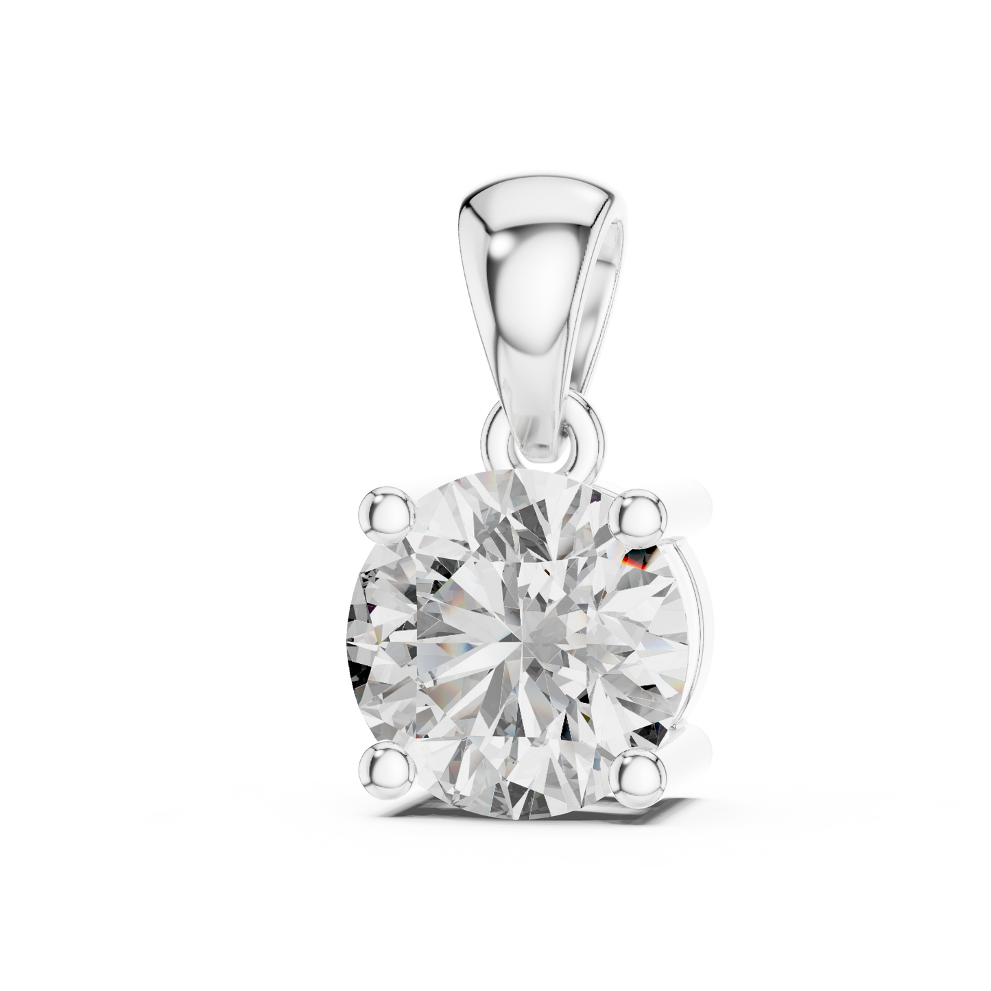 Round Cut Lab-Grown Diamond Solitaire Pendant in 14K Rose Gold
