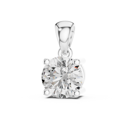 Round Cut Lab-Grown Diamond Solitaire Pendant in 14K Rose Gold