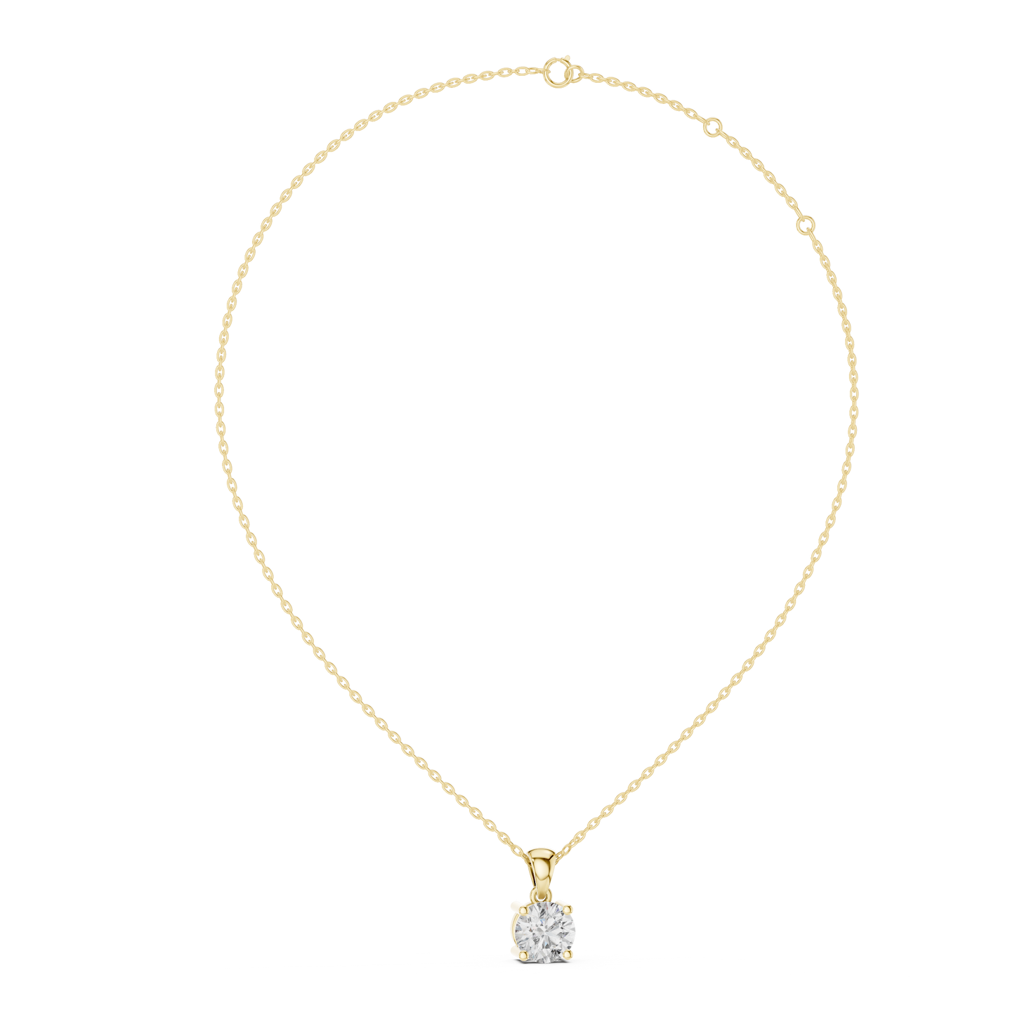 Round Cut Lab-Grown Diamond Solitaire Pendant in 14K Rose Gold