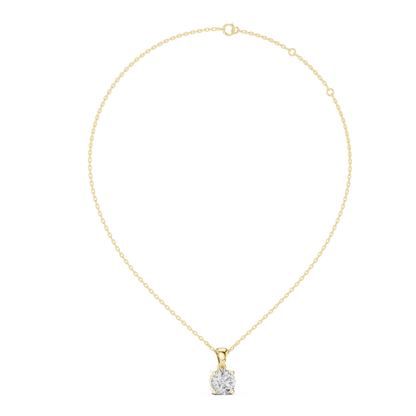 Round Cut Lab-Grown Diamond Solitaire Pendant in 14K Rose Gold