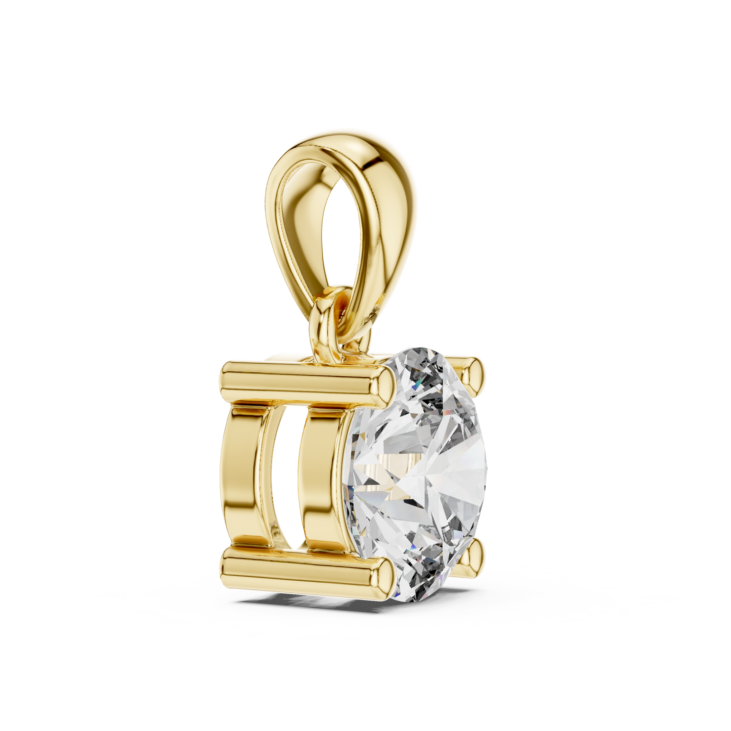Round Cut Lab-Grown Diamond Solitaire Pendant in 14K Rose Gold