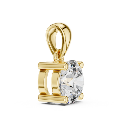 Round Cut Lab-Grown Diamond Solitaire Pendant in 14K Rose Gold