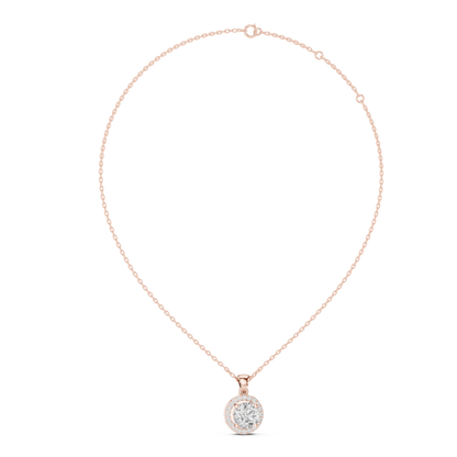 Round Cut Lab-Grown Diamond Halo Pendant in 14K White Gold