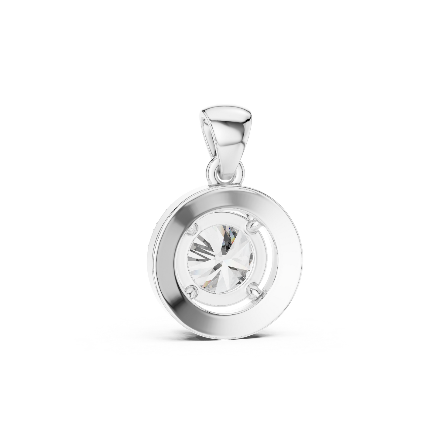 Round Cut Lab-Grown Diamond Halo Pendant in 14K White Gold