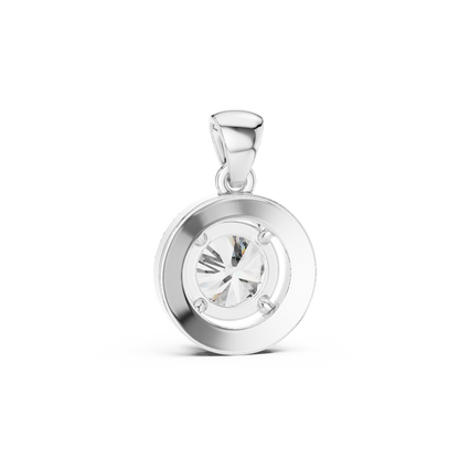 Round Cut Lab-Grown Diamond Halo Pendant in 14K White Gold