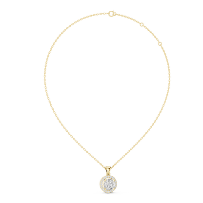 Round Cut Lab-Grown Diamond Halo Pendant in 14K White Gold