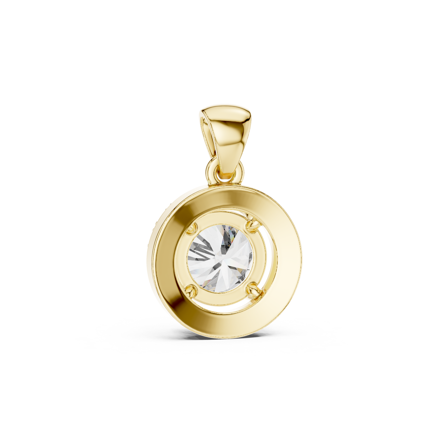 Round Cut Lab-Grown Diamond Halo Pendant in 14K White Gold