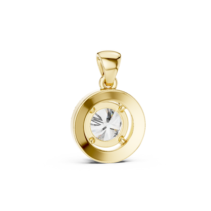 Round Cut Lab-Grown Diamond Halo Pendant in 14K White Gold