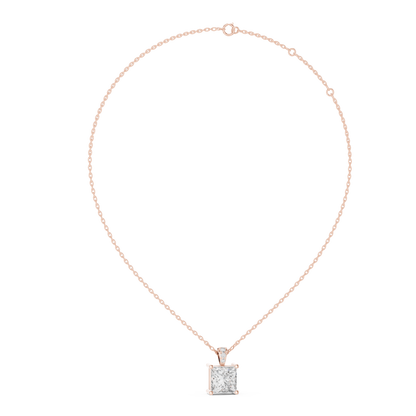 Princess Cut Lab-Grown Diamond Solitaire Pendant in 14K Yellow Gold