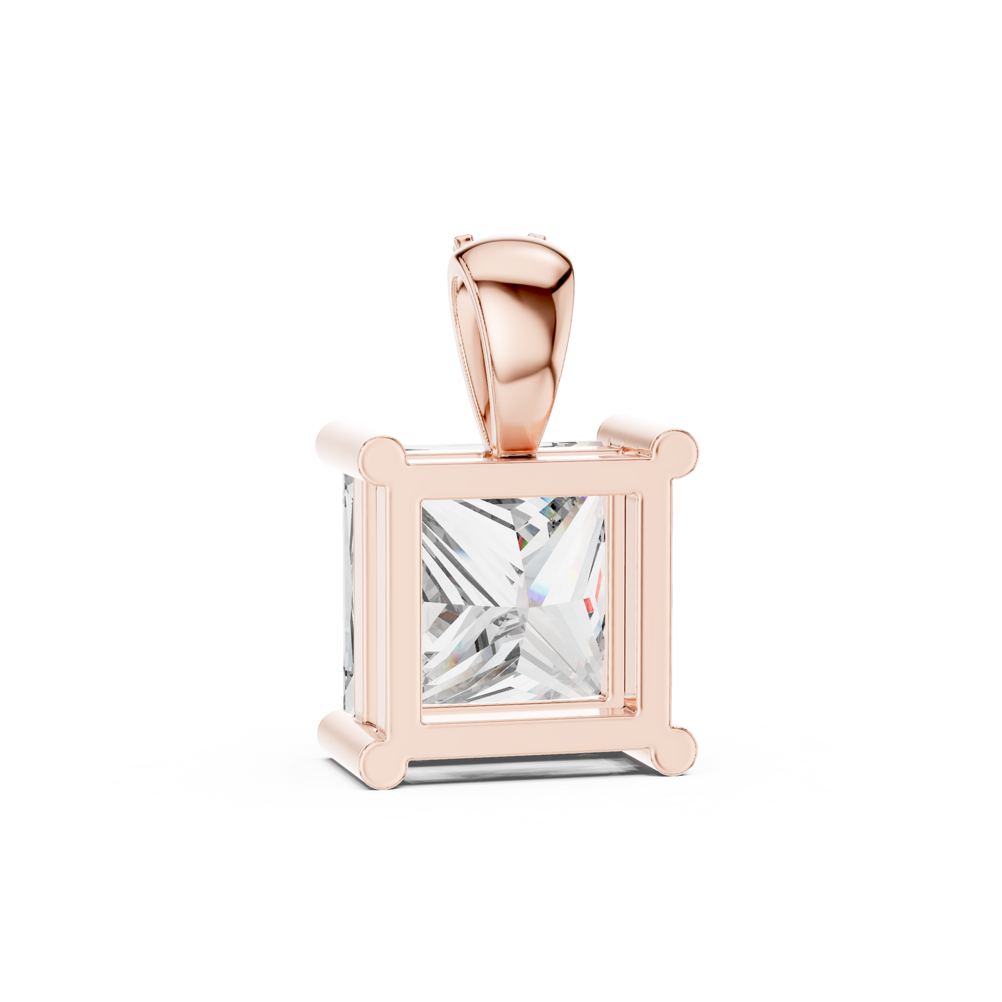 Princess Cut Lab-Grown Diamond Solitaire Pendant in 14K Yellow Gold