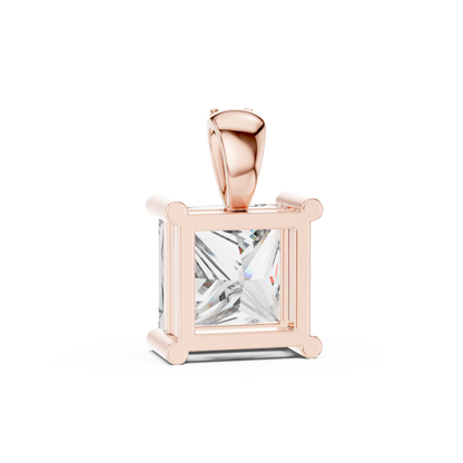 Princess Cut Lab-Grown Diamond Solitaire Pendant in 14K Yellow Gold