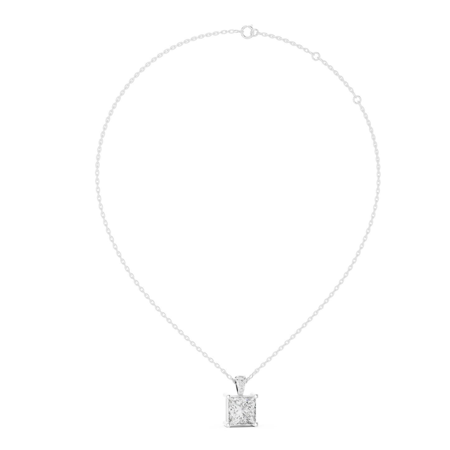 Princess Cut Lab-Grown Diamond Solitaire Pendant in 14K Yellow Gold