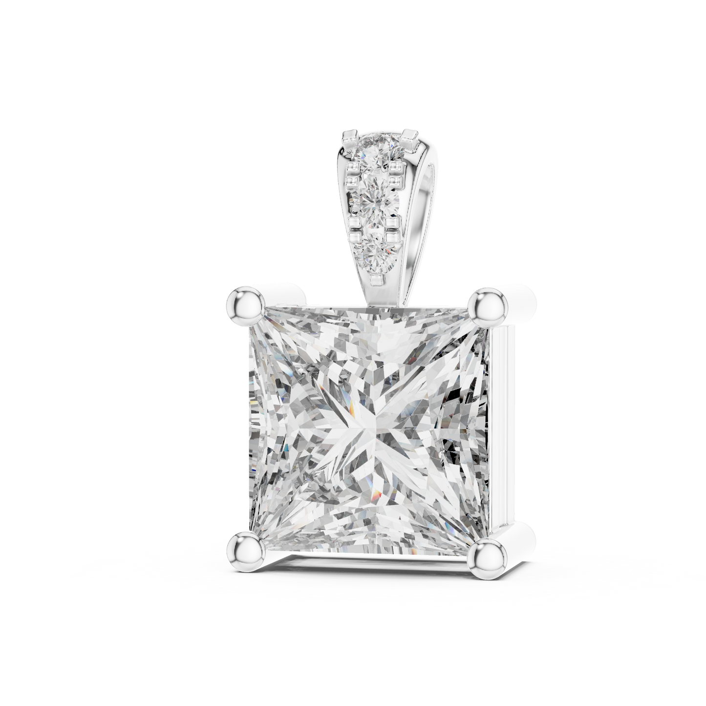 Princess Cut Lab-Grown Diamond Solitaire Pendant in 14K Yellow Gold