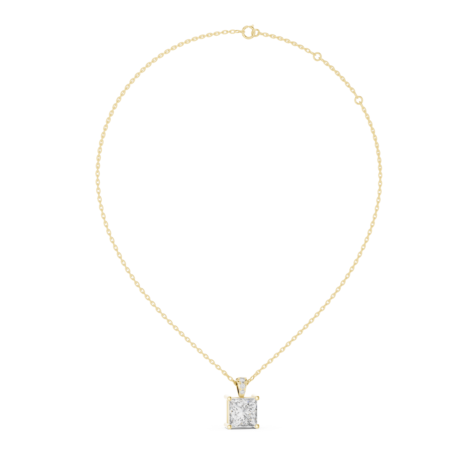 Princess Cut Lab-Grown Diamond Solitaire Pendant in 14K Yellow Gold