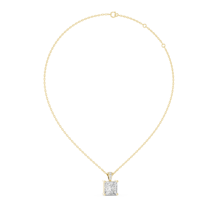 Princess Cut Lab-Grown Diamond Solitaire Pendant in 14K Yellow Gold