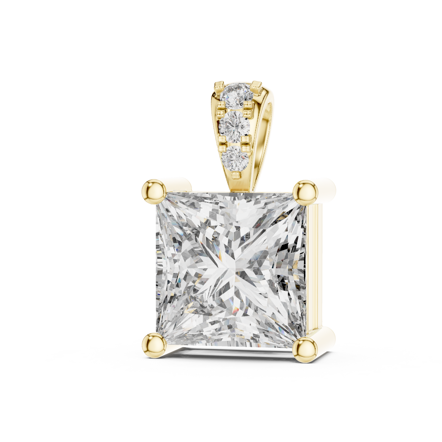 Princess Cut Lab-Grown Diamond Solitaire Pendant in 14K Yellow Gold