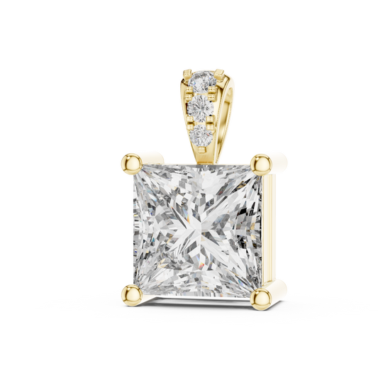 Princess Cut Lab-Grown Diamond Solitaire Pendant in 14K Yellow Gold