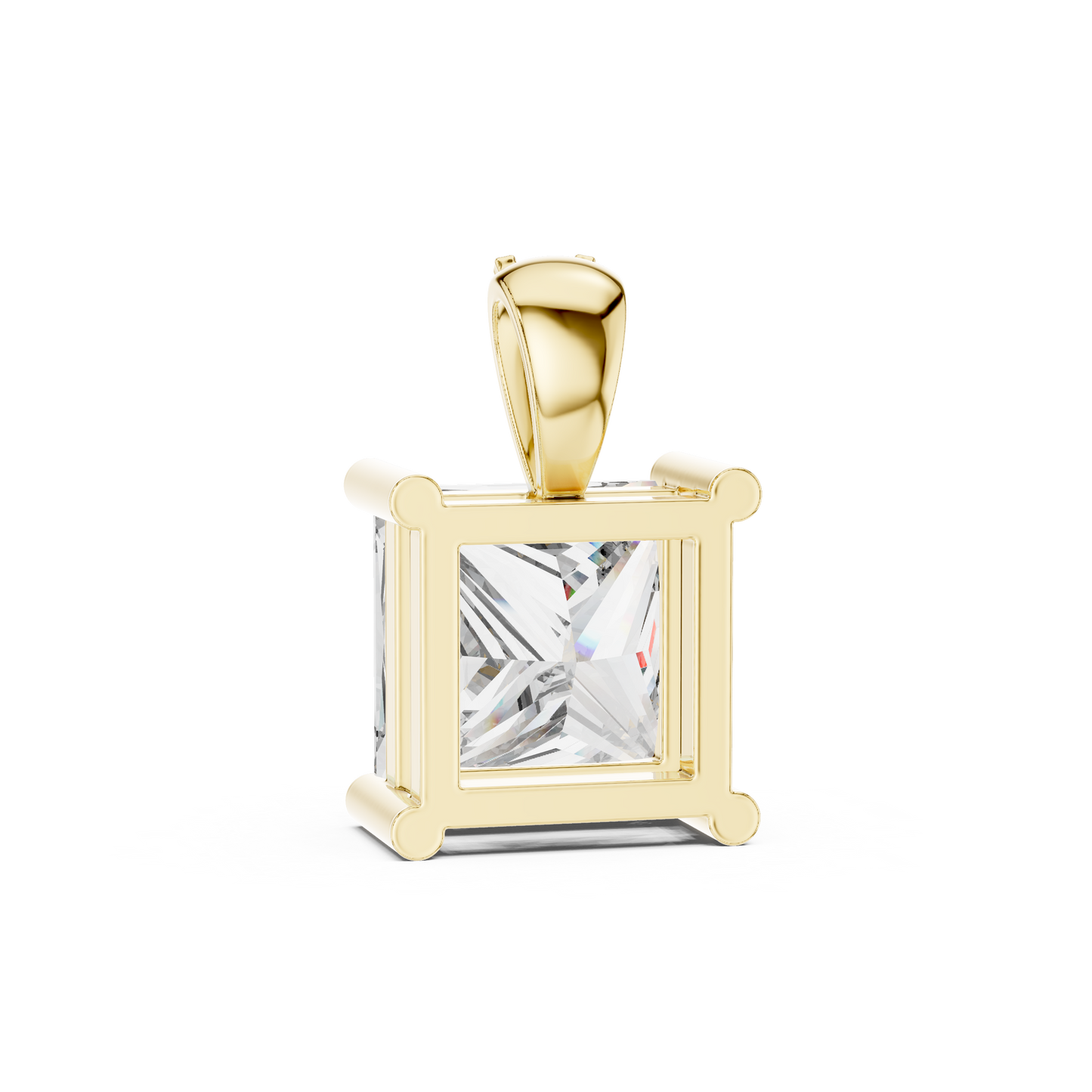 Princess Cut Lab-Grown Diamond Solitaire Pendant in 14K Yellow Gold