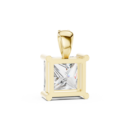 Princess Cut Lab-Grown Diamond Solitaire Pendant in 14K Yellow Gold