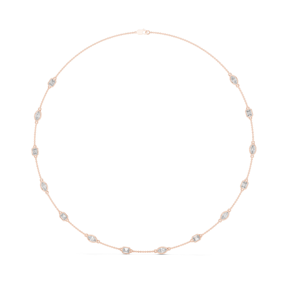 Emerald & Marquise Diamond Station Necklace in Gold | Lab-Grown Diamond Necklace