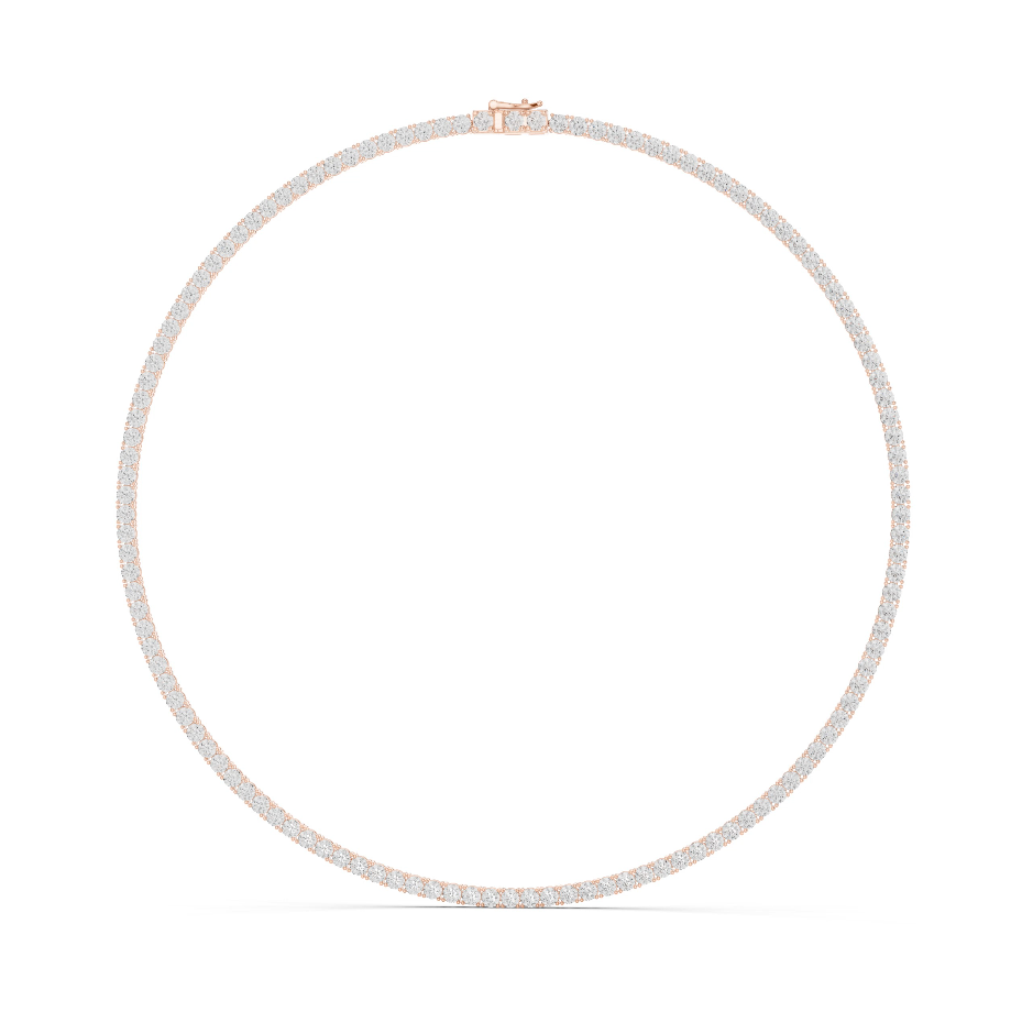 Classic 30 Pointer Round Lab Grown Diamond Tennis Necklace in Rose Gold